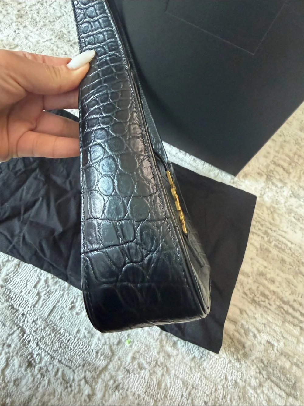 Saint Laurent 5A7 crocodile-effect shoulder bag